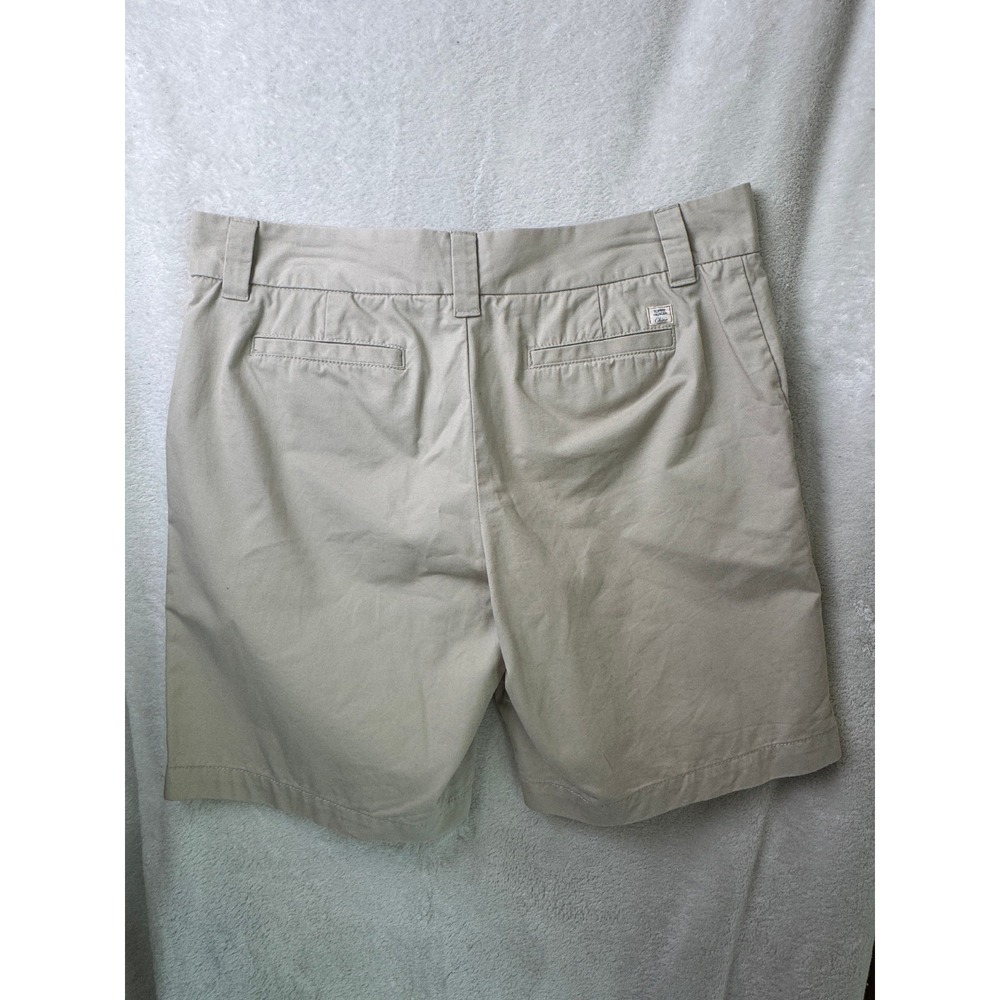 Tommy Hilfiger Womens Size 12 Khaki Chino Shorts Beige Flag Logo Flat Front